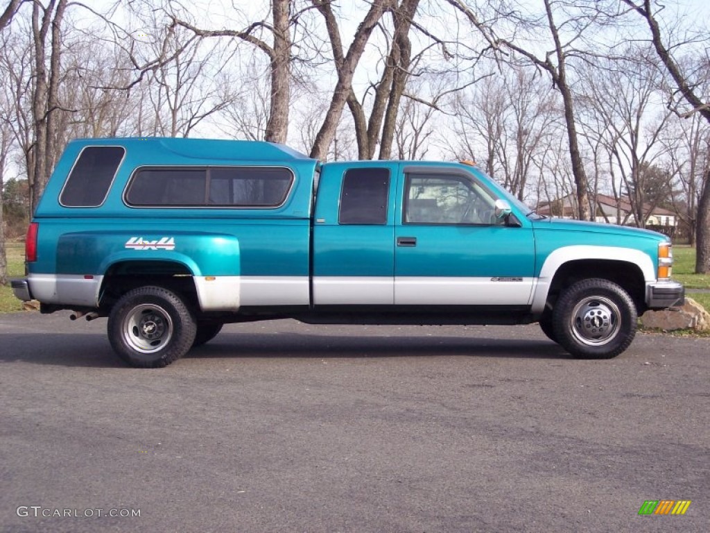 Bright Teal Metallic 1994 Chevrolet C/K 3500 Extended Cab 4x4 Dually Exterior Photo #58191840