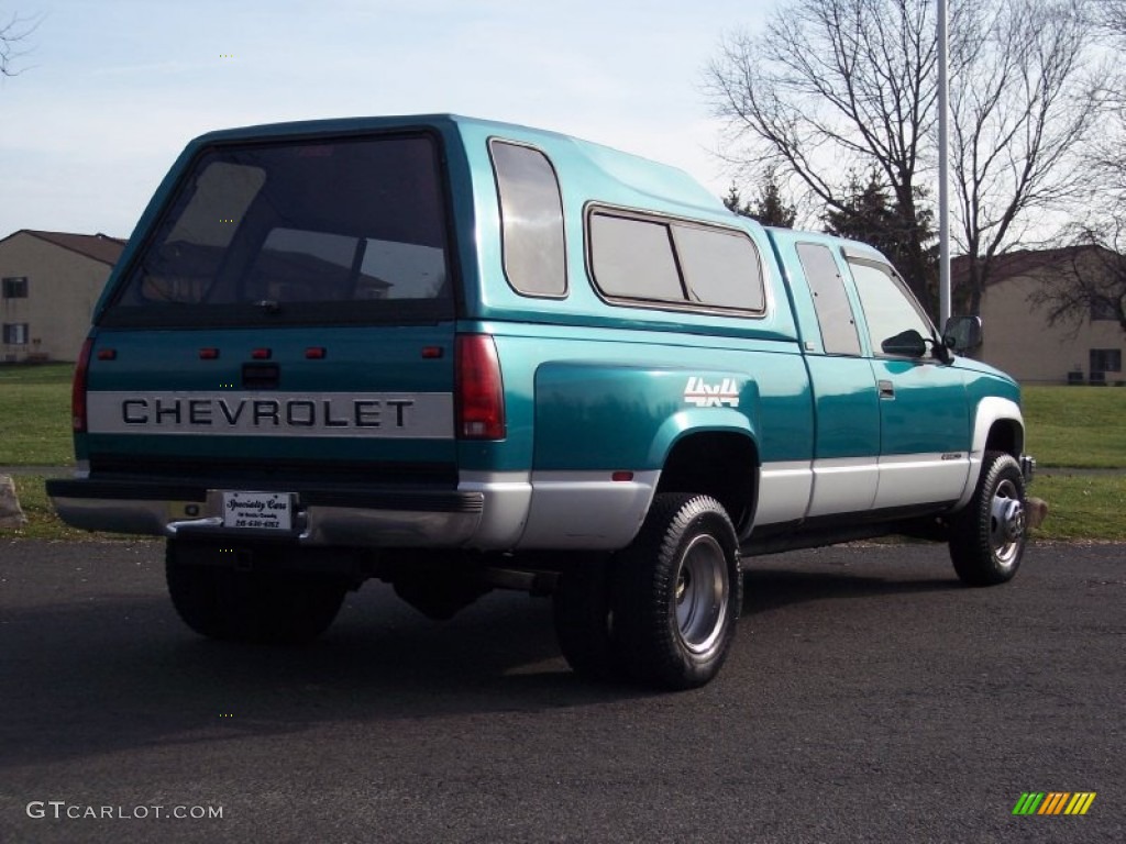 1994 C/K 3500 Extended Cab 4x4 Dually - Bright Teal Metallic / Gray photo #6