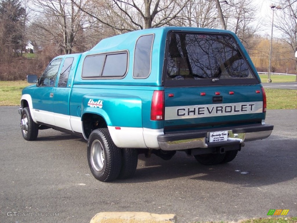 1994 C/K 3500 Extended Cab 4x4 Dually - Bright Teal Metallic / Gray photo #15