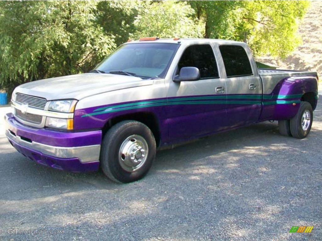 2003 Silverado 3500 LS Crew Cab Dually - Light Pewter Metallic / Medium Gray photo #5