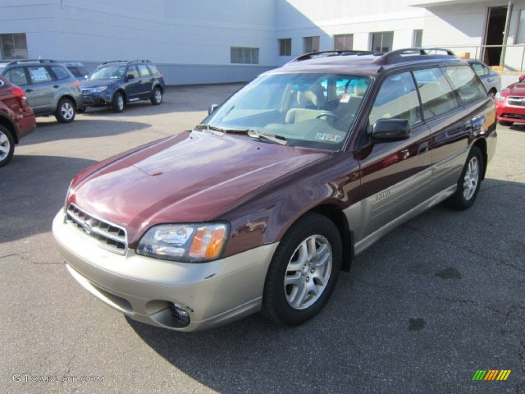 2001 Outback Wagon - Winestone Red Pearl / Beige photo #3