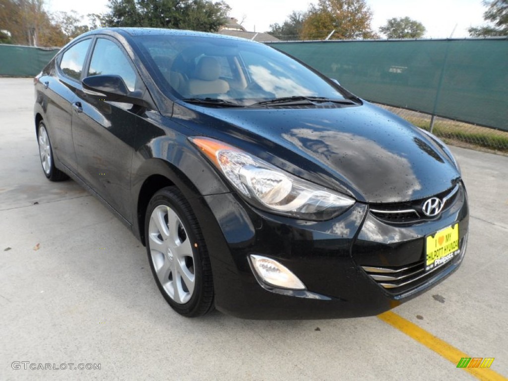 2012 Elantra Limited - Black Noir Pearl / Beige photo #1