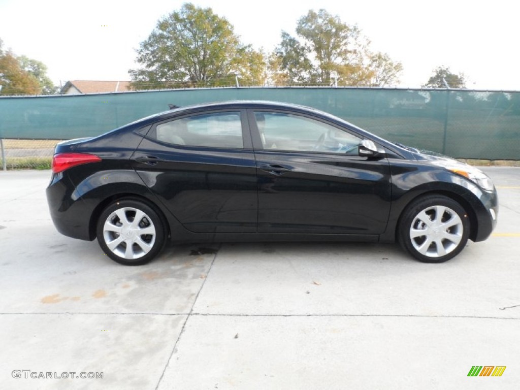 2012 Elantra Limited - Black Noir Pearl / Beige photo #2