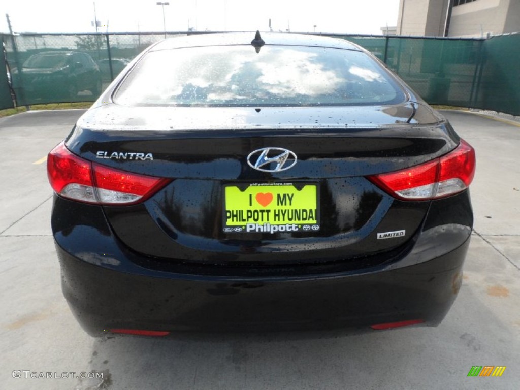 2012 Elantra Limited - Black Noir Pearl / Beige photo #4