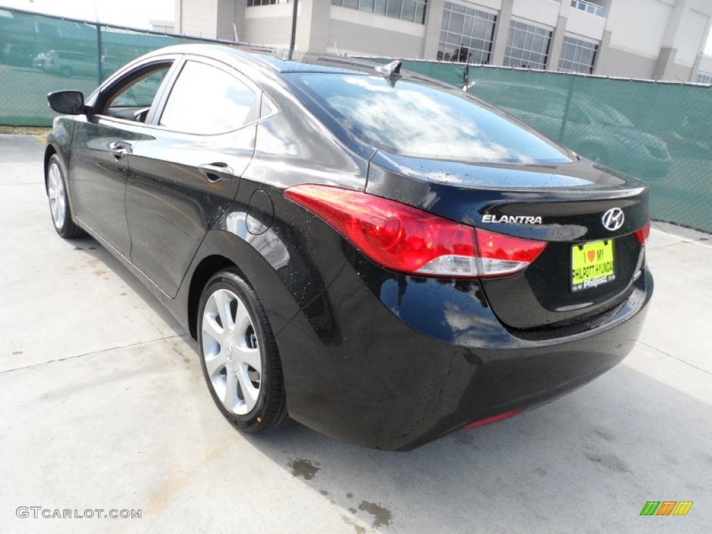 2012 Elantra Limited - Black Noir Pearl / Beige photo #5
