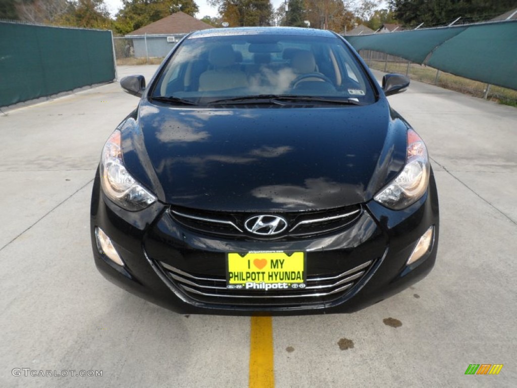 2012 Elantra Limited - Black Noir Pearl / Beige photo #8