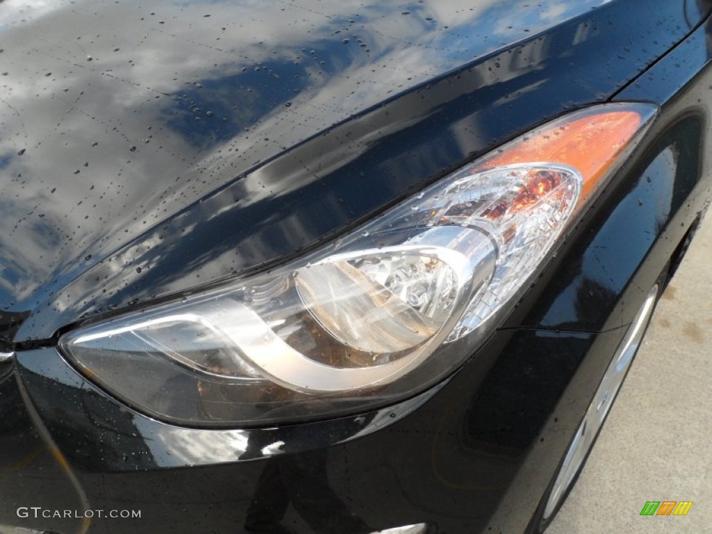 2012 Elantra Limited - Black Noir Pearl / Beige photo #9