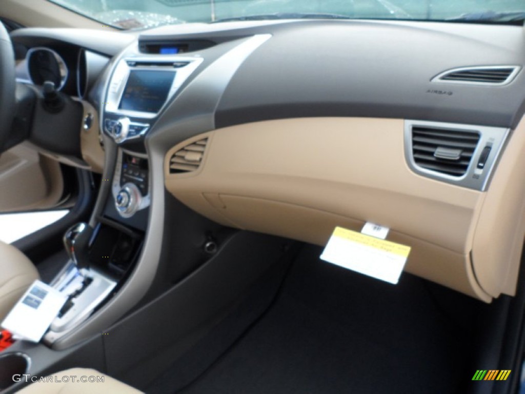 2012 Elantra Limited - Black Noir Pearl / Beige photo #17