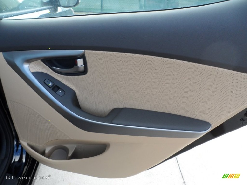 2012 Elantra Limited - Black Noir Pearl / Beige photo #18
