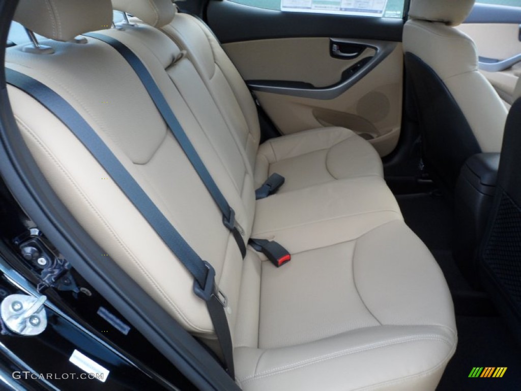 2012 Elantra Limited - Black Noir Pearl / Beige photo #19