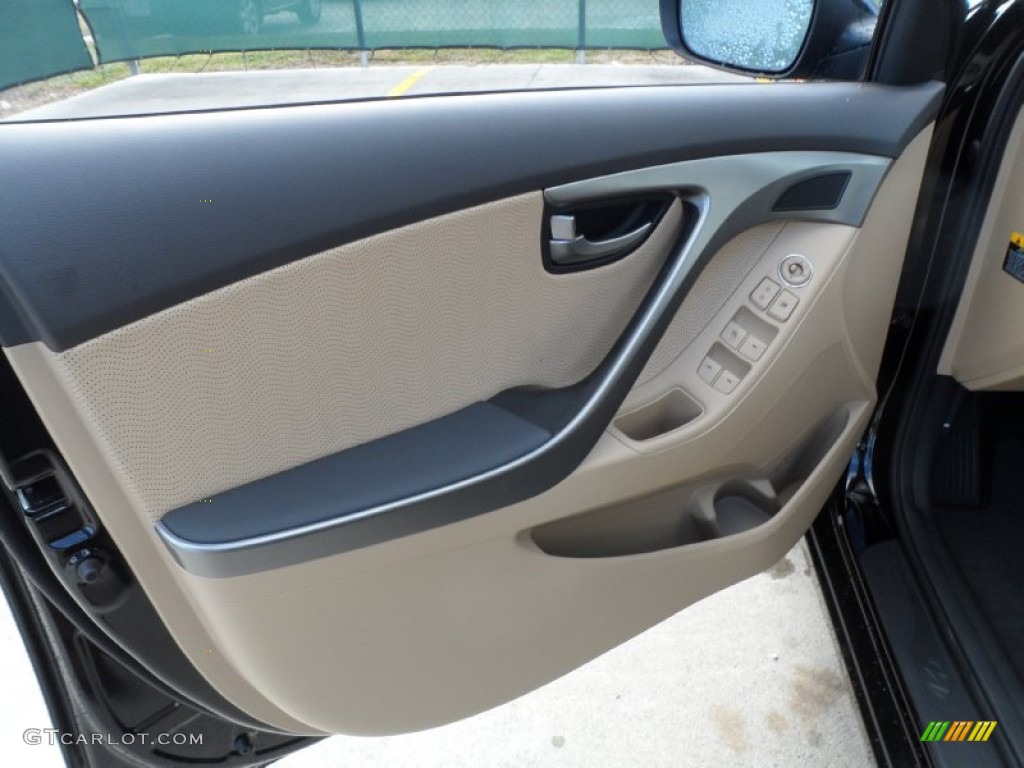 2012 Elantra Limited - Black Noir Pearl / Beige photo #21