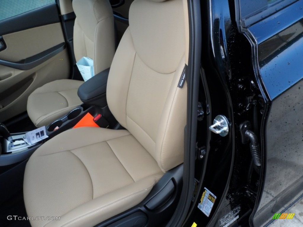 2012 Elantra Limited - Black Noir Pearl / Beige photo #23