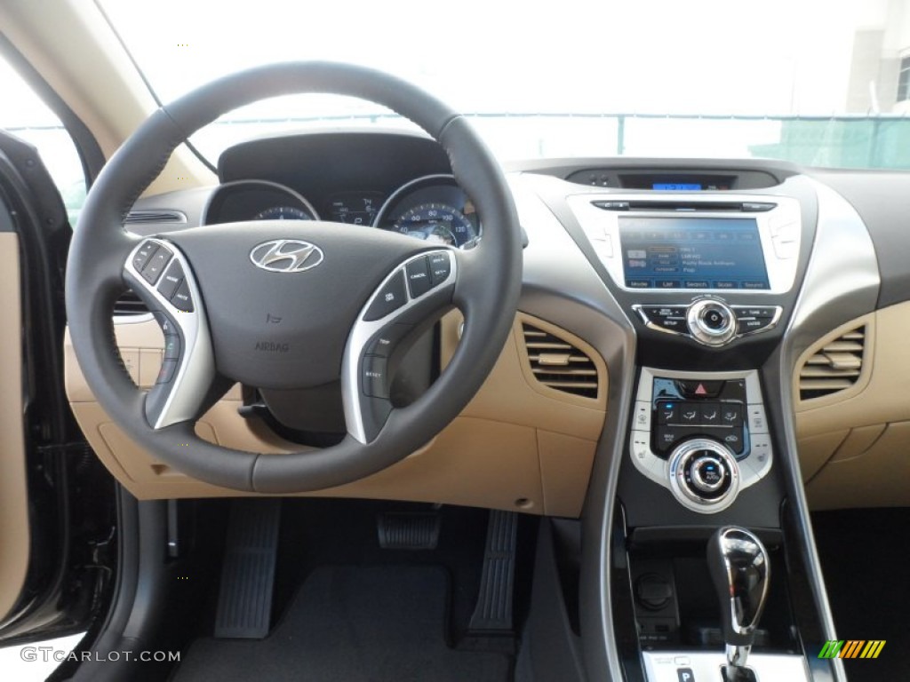 2012 Elantra Limited - Black Noir Pearl / Beige photo #26