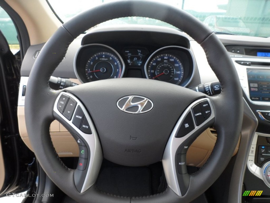 2012 Elantra Limited - Black Noir Pearl / Beige photo #31