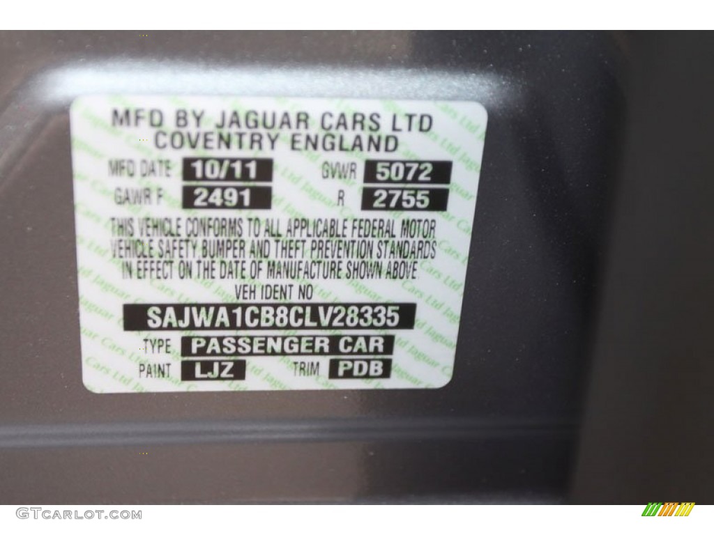 2012 XJ Color Code LJZ for Lunar Grey Metallic Photo #58208250