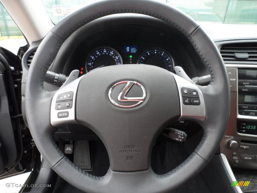 2011 Lexus IS 250 Black Steering Wheel Photo #58211374