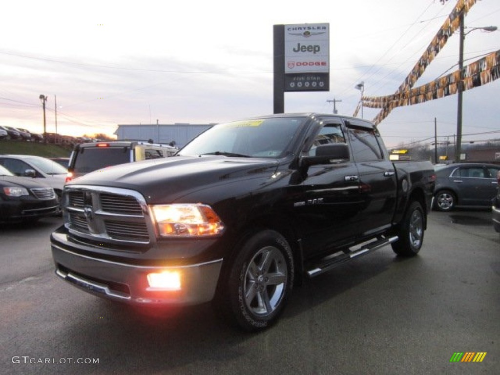 2010 Ram 1500 Big Horn Crew Cab 4x4 - Brilliant Black Crystal Pearl / Dark Slate/Medium Graystone photo #1