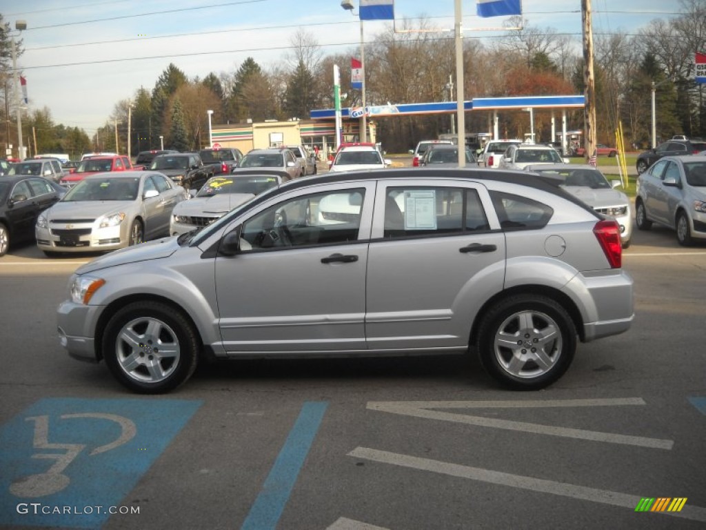 2007 Caliber SXT - Bright Silver Metallic / Pastel Slate Gray/Red photo #6