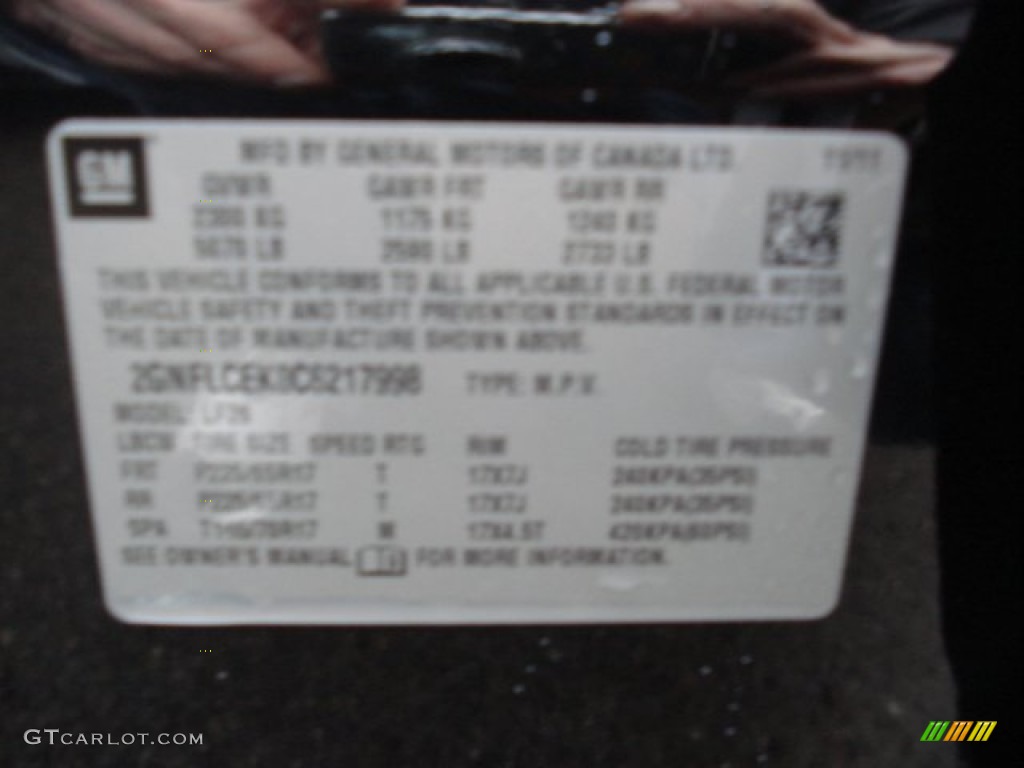 2012 Equinox LT AWD - Black Granite Metallic / Jet Black photo #20