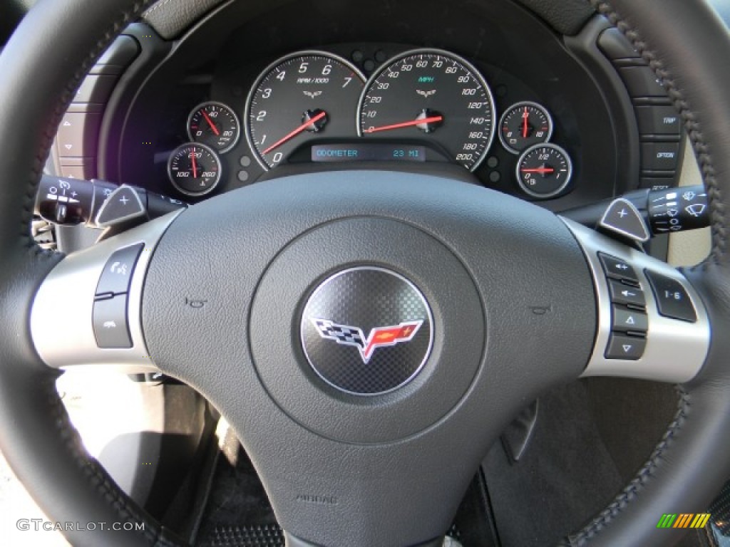 2011 Chevrolet Corvette Convertible Ebony Black/Cashmere Steering Wheel Photo #58231058