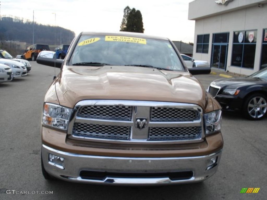 2011 Ram 1500 Laramie Crew Cab 4x4 - Saddle Brown Pearl / Light Pebble Beige/Bark Brown photo #3