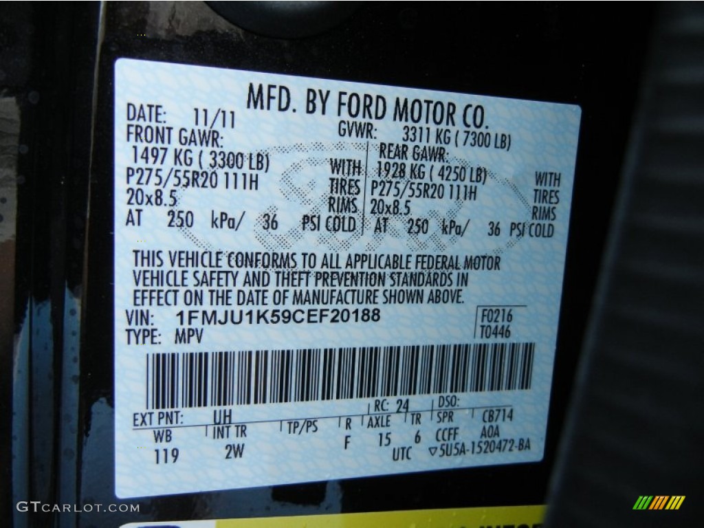 2012 Expedition Color Code UH for Tuxedo Black Metallic Photo #58235901