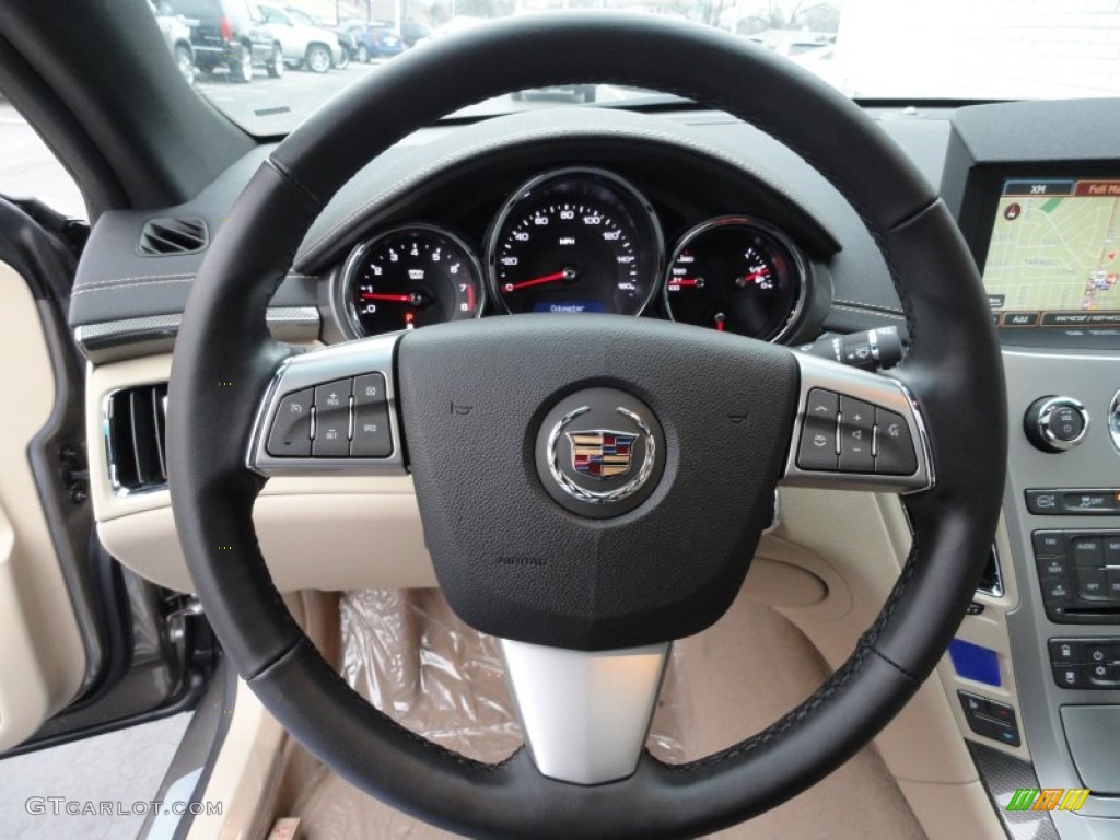 2012 Cadillac CTS 4 AWD Coupe Cashmere/Cocoa Steering Wheel Photo #58237546