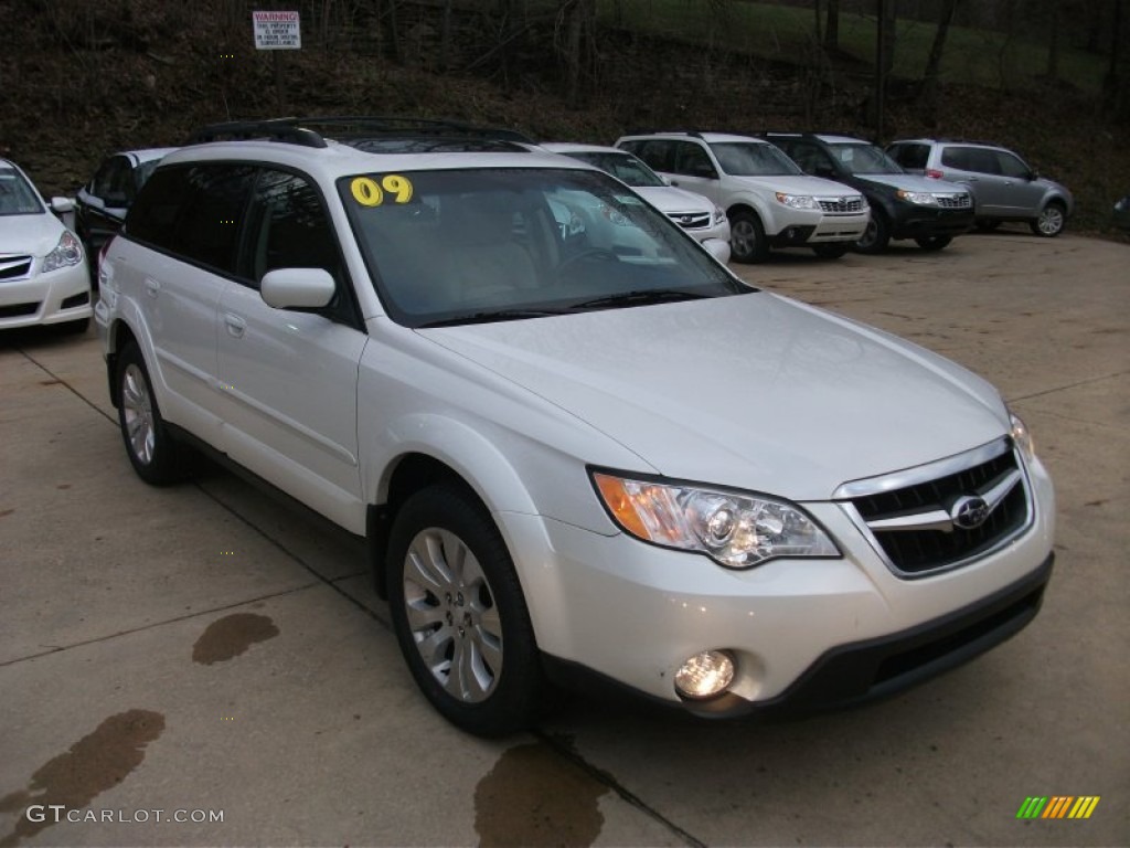 2009 Outback 2.5i Limited Wagon - Satin White Pearl / Warm Ivory photo #5