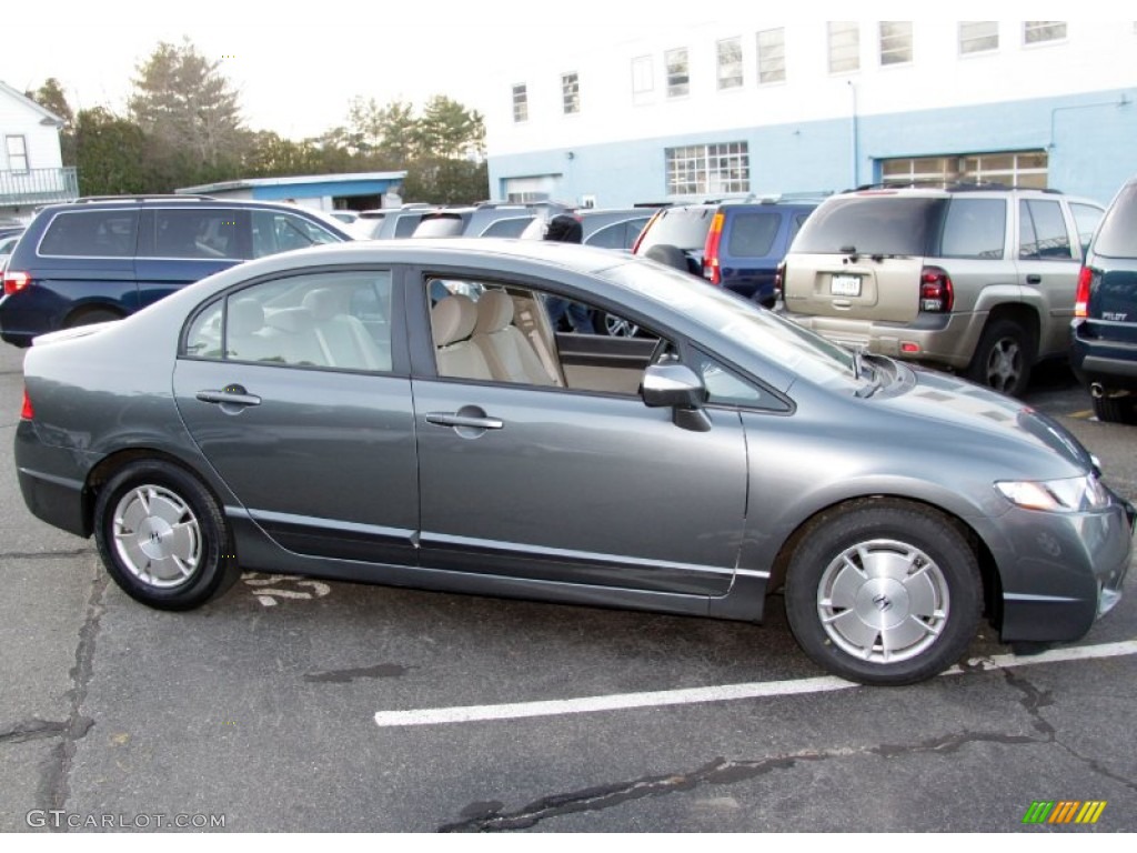 2009 Civic Hybrid Sedan - Polished Metal Metallic / Beige photo #4