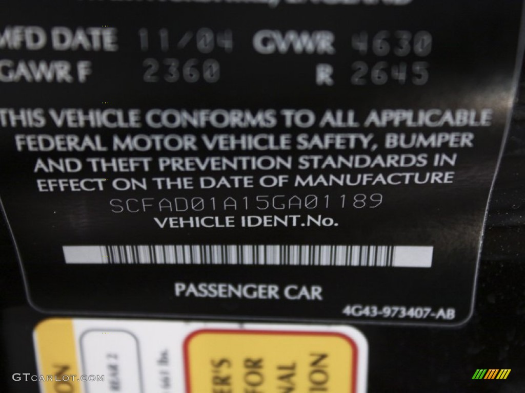 2005 Aston Martin DB9 Coupe Info Tag Photo #58251016