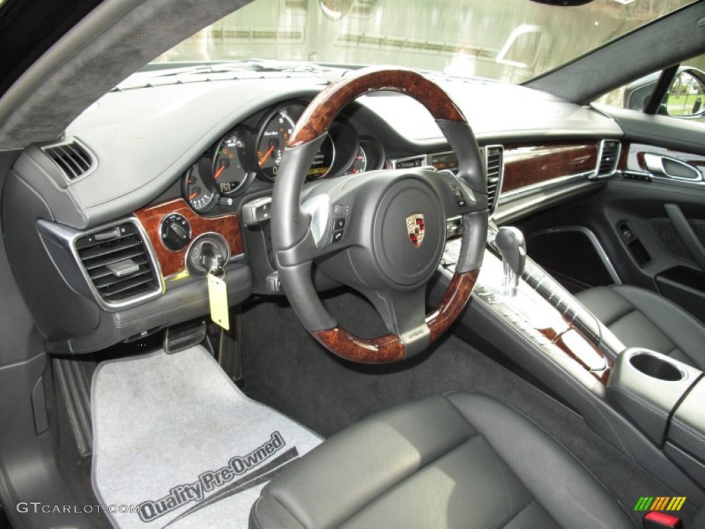 2010 Porsche Panamera Turbo Black Steering Wheel Photo #58254640