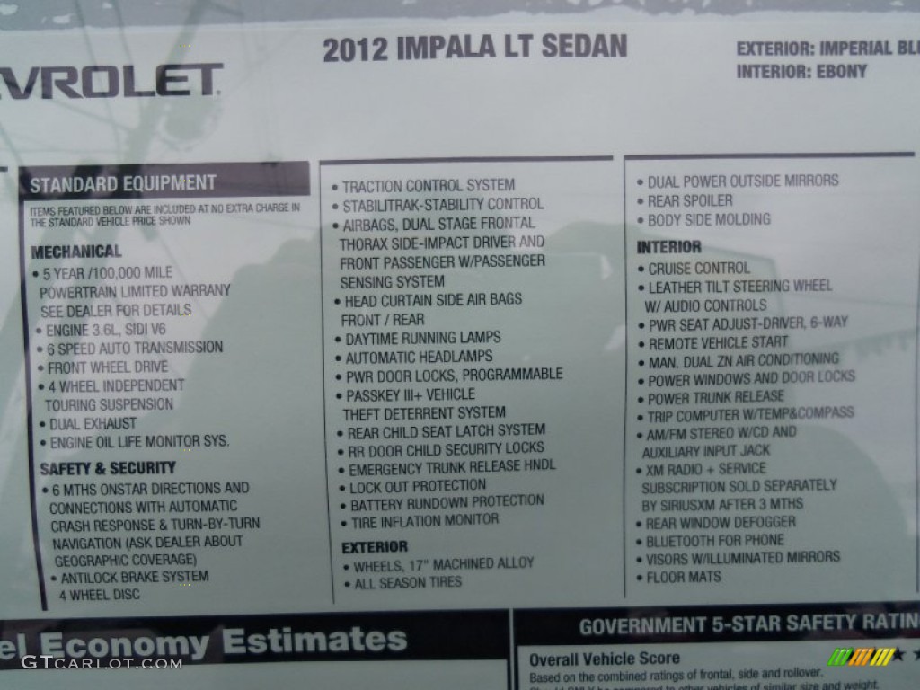 2012 Impala LT - Imperial Blue Metallic / Ebony photo #32
