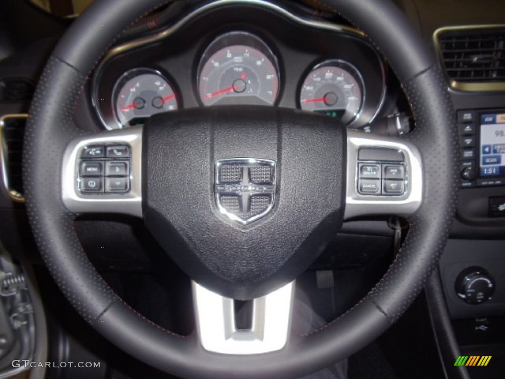 2012 Dodge Avenger R/T Black/Silver/Red Steering Wheel Photo #58258618