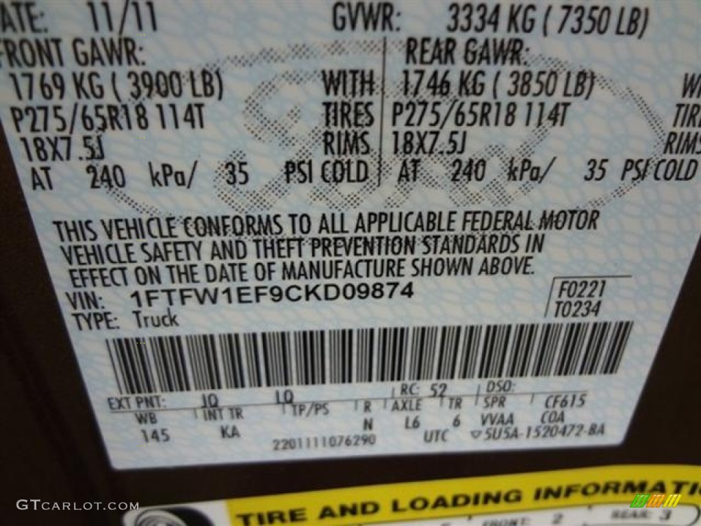 2012 F150 Color Code JQ for Golden Bronze Metallic Photo #58262647