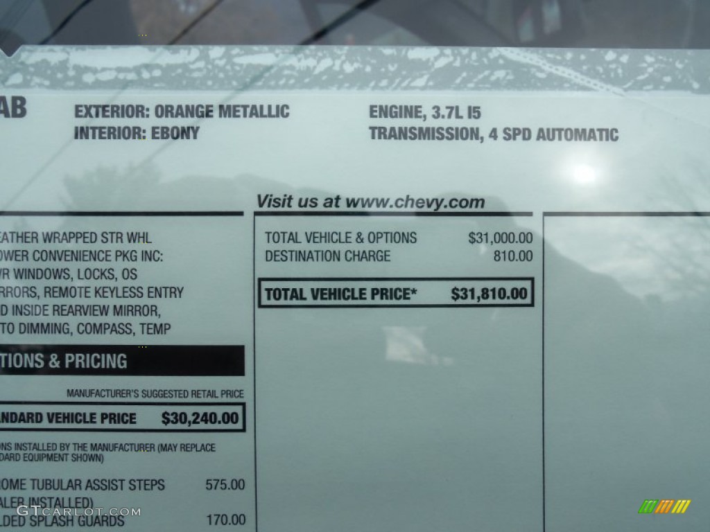 2012 Chevrolet Colorado LT Crew Cab 4x4 Window Sticker Photo #58263946