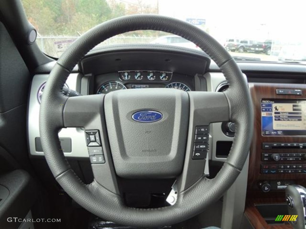 2012 Ford F150 Lariat SuperCrew Black Steering Wheel Photo #58263958