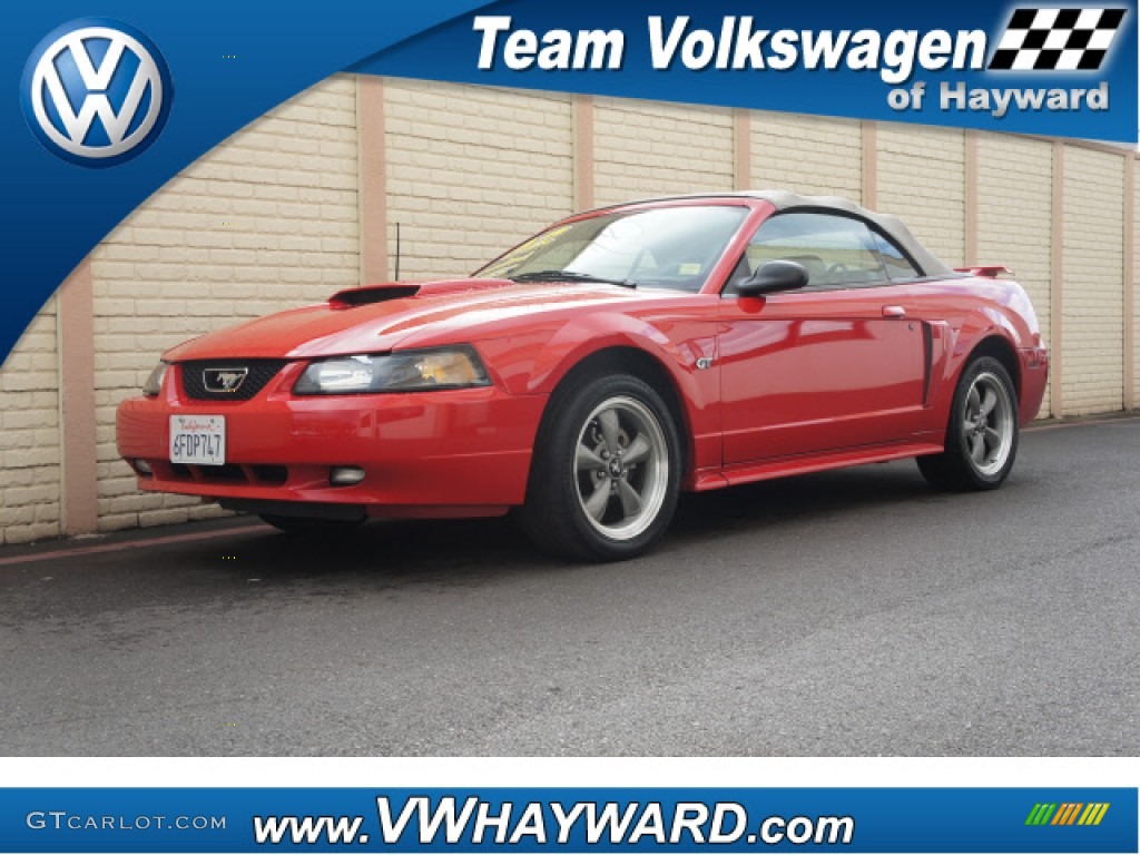 2002 Mustang GT Convertible - Torch Red / Medium Parchment photo #1