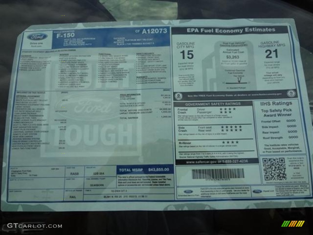 2012 Ford F150 Lariat SuperCrew Window Sticker Photo #58265611
