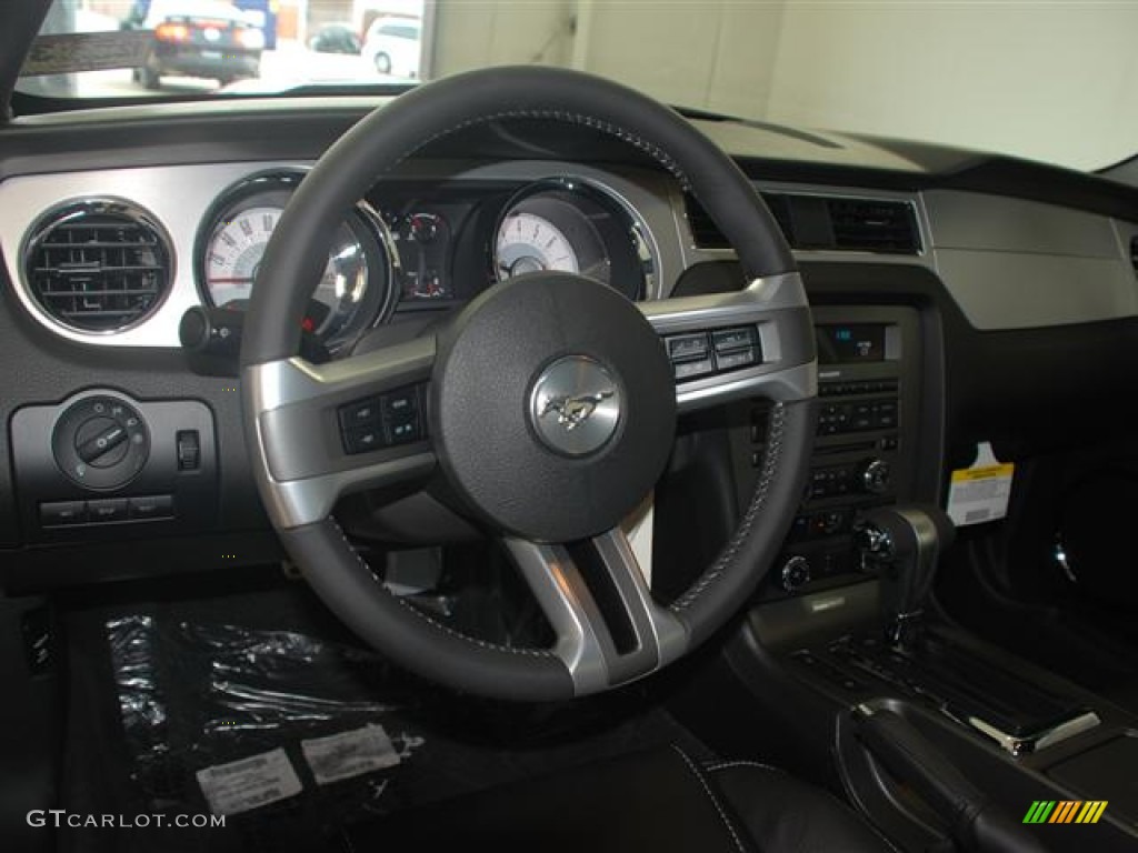 2012 Ford Mustang V6 Premium Coupe Charcoal Black Steering Wheel Photo #58266268