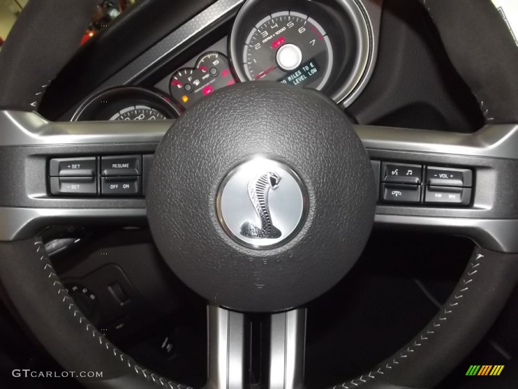 2012 Ford Mustang Shelby GT500 SVT Performance Package Convertible Charcoal Black/Red Steering Wheel Photo #58266862