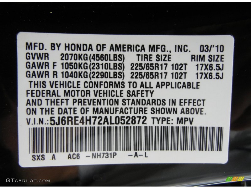 2010 CR-V EX-L AWD - Crystal Black Pearl / Black photo #34