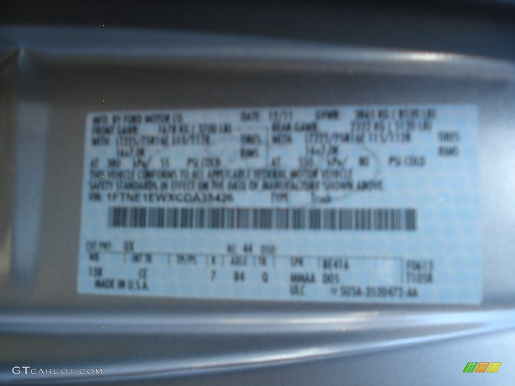 2012 E Series Van Color Code UX for Ingot Silver Metallic Photo #58269365