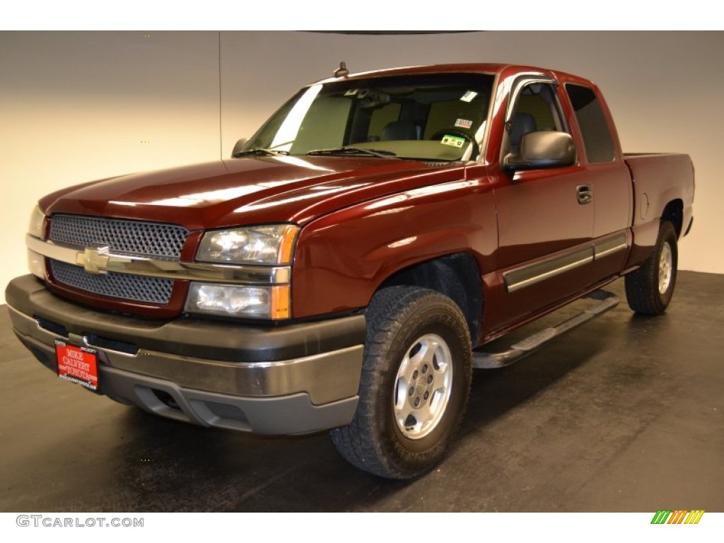 2003 Silverado 1500 LS Extended Cab 4x4 - Dark Carmine Red Metallic / Dark Charcoal photo #1