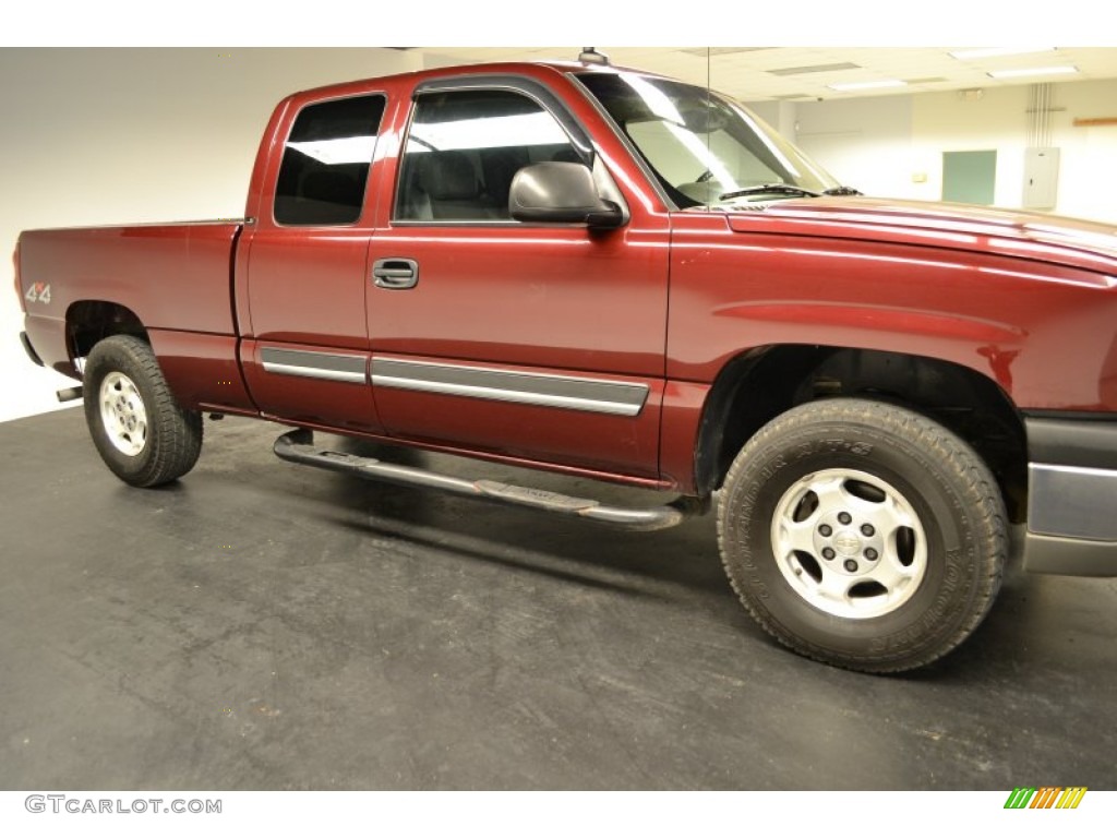 2003 Silverado 1500 LS Extended Cab 4x4 - Dark Carmine Red Metallic / Dark Charcoal photo #7