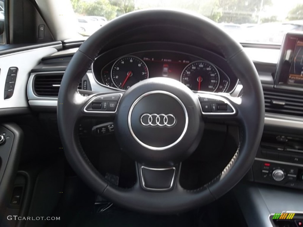 2012 Audi A6 3.0T quattro Sedan Black Steering Wheel Photo #58276343