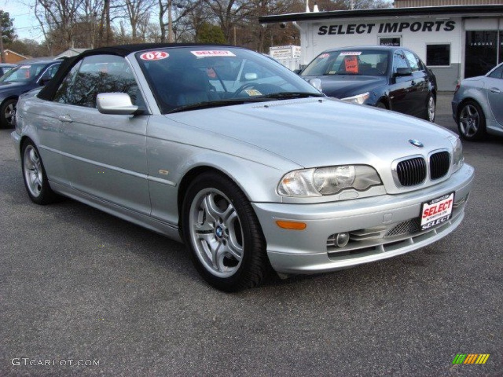 2002 3 Series 330i Convertible - Titanium Silver Metallic / Black photo #7