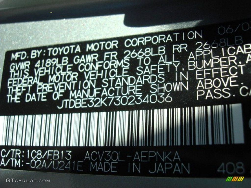 2003 Camry Color Code 1C8 for Lunar Mist Metallic Photo #58278683