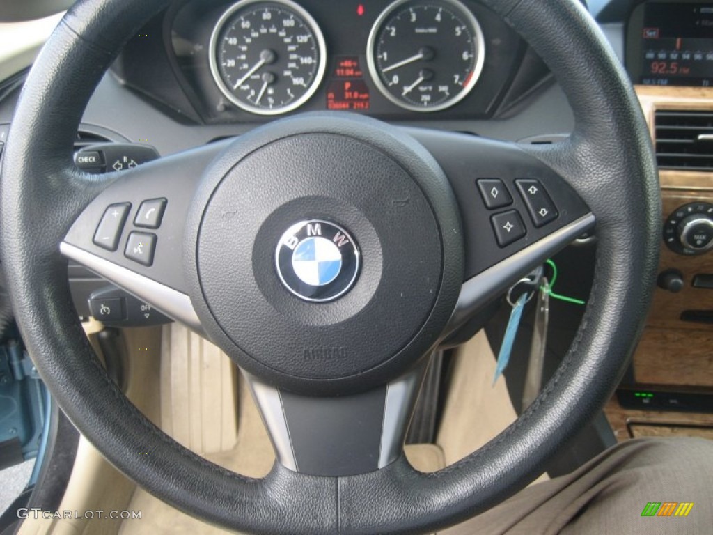 2007 BMW 6 Series 650i Convertible Cream Beige Steering Wheel Photo #58284707