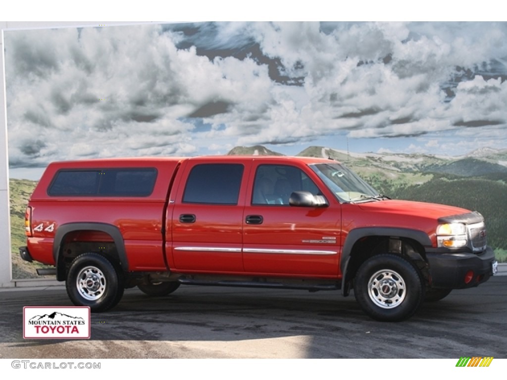 2003 Sierra 2500HD SLT Crew Cab 4x4 - Fire Red / Neutral photo #1