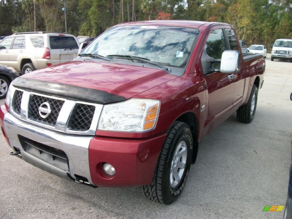 2004 Titan SE King Cab 4x4 - Red Brawn / Graphite/Titanium photo #1